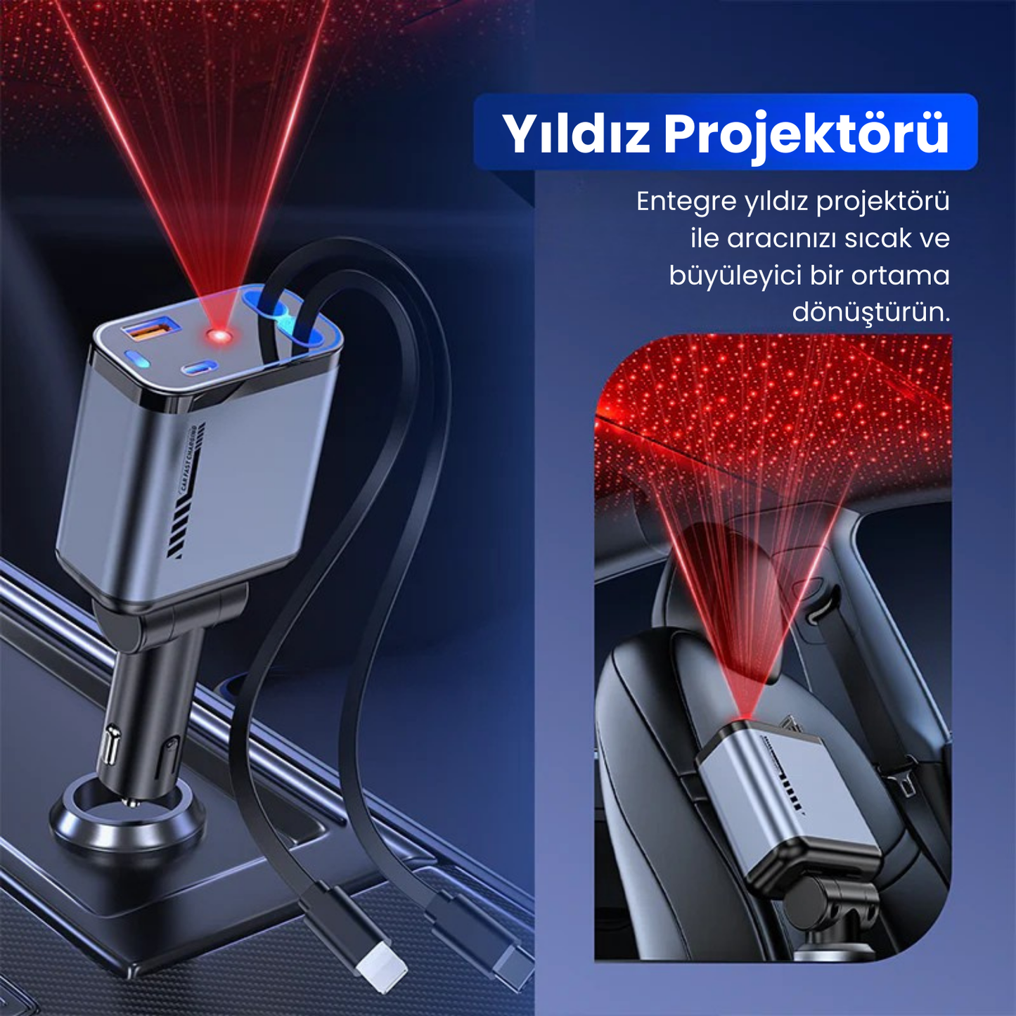 4'ü 1 Arada Araç Şarj Aleti